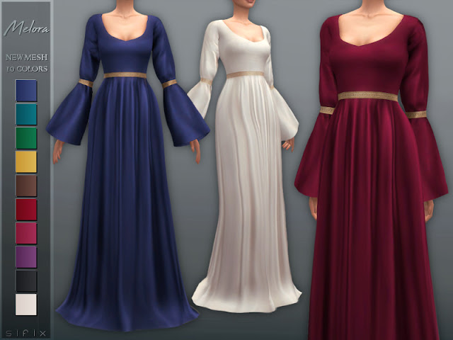Платья в средневековом стиле для The Sims 4 со ссылками на скачивание