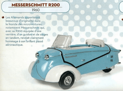 messerschmitt r200 1:43, altaya micro voitures d'antan, collection micro voitures d'antan