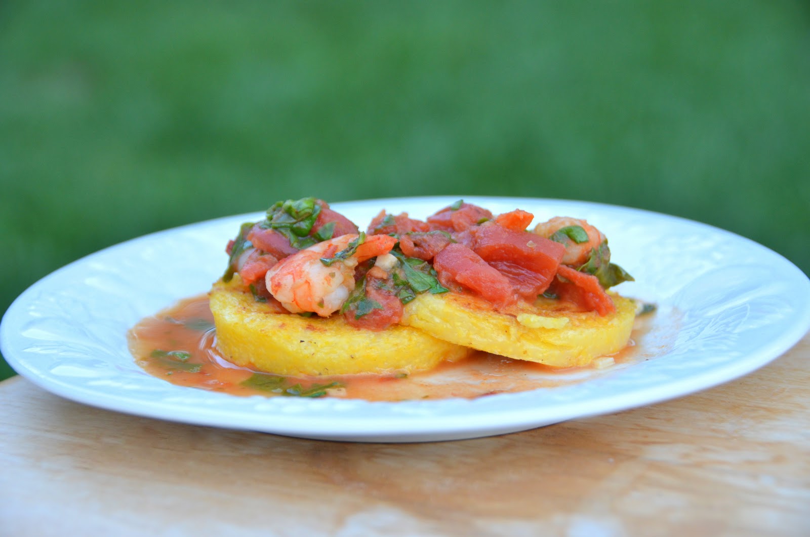 Meal Planning Made Simple Seared Polenta with a ZestyTomato and Shrimp Sauce