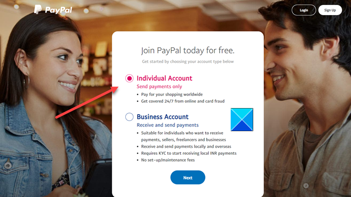 Type PayPal-rekening
