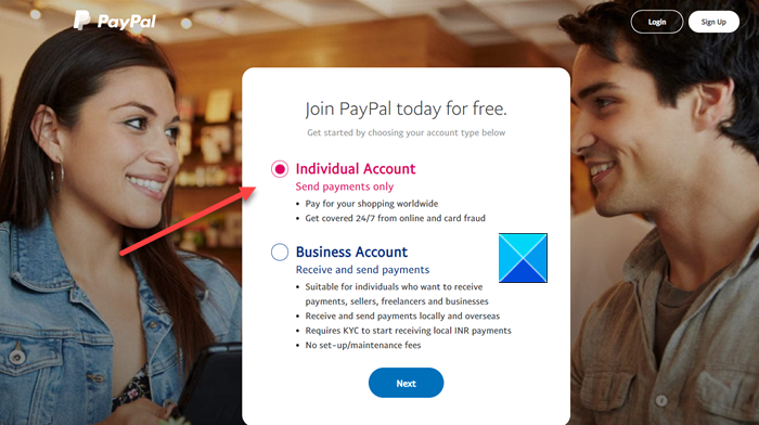 Tipo di conto PayPal