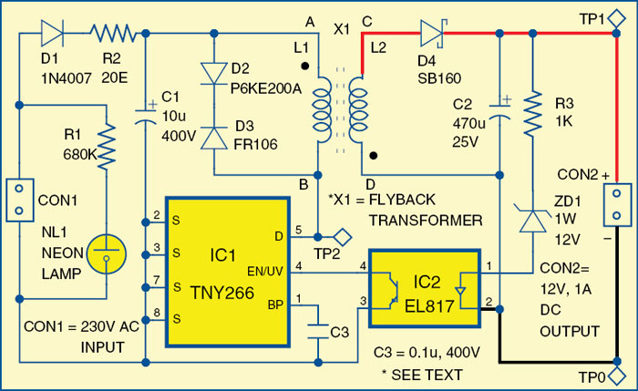 12V, 1A SMPS Circuit Diagram | Electronic Circuits Diagram