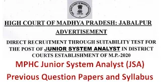 MPHC Junior System Analyst (JSA) Previous Question Papers and Syllabus 2020