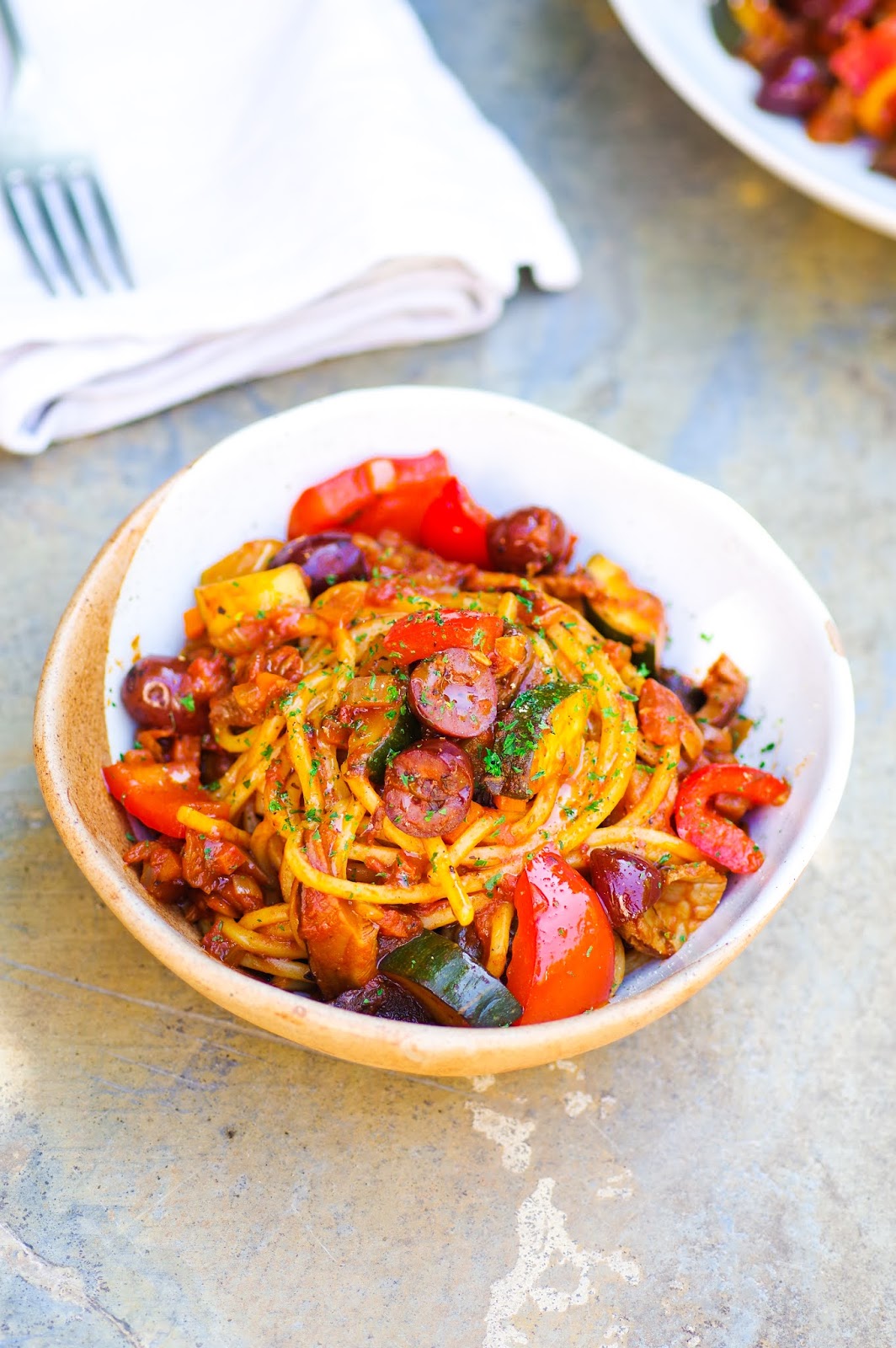 Mediterranean Olive & Pepper Spaghetti Euphoric Vegan