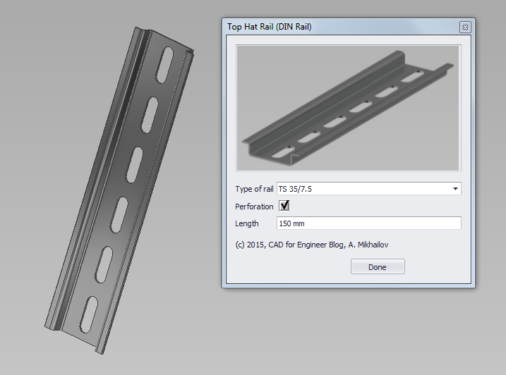 CAD for Engineer DIN Rail in Autodesk Inventor