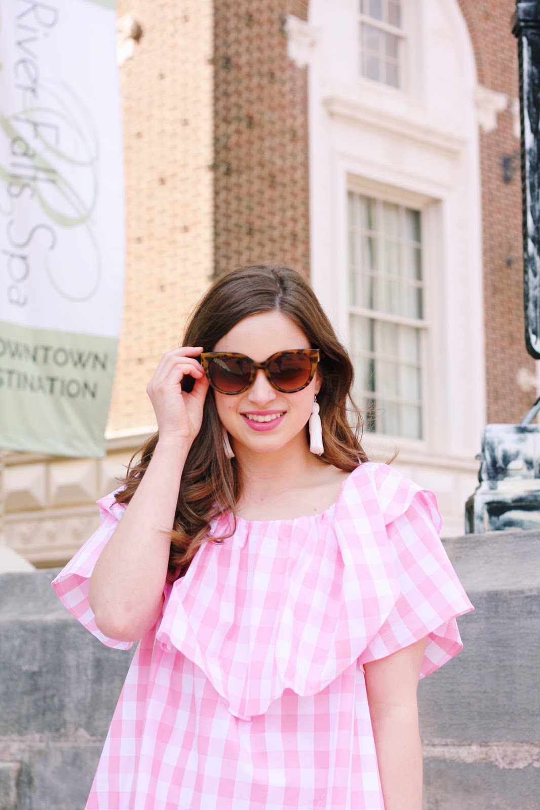 pink gingham summer school dress