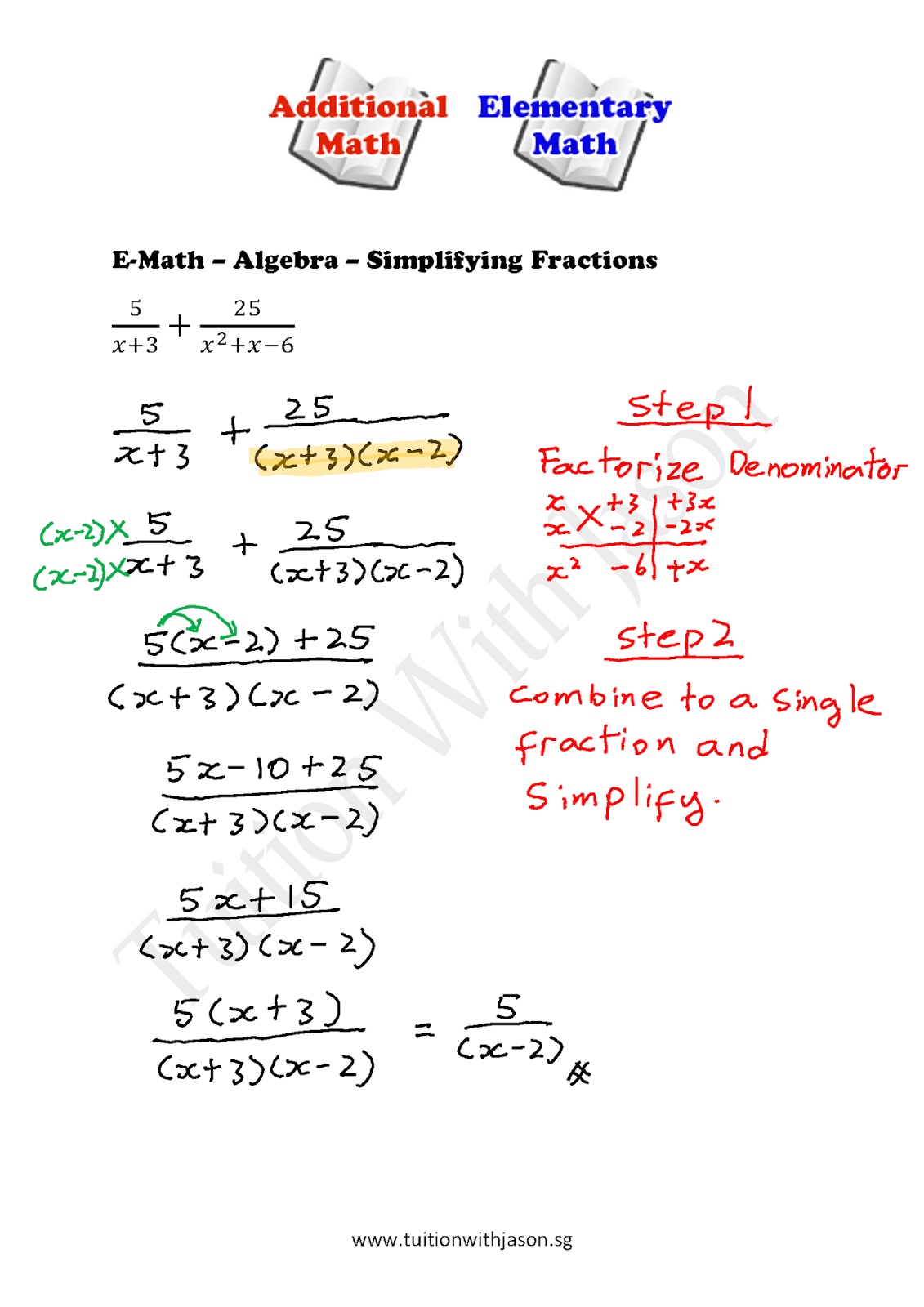 E-Math - Algebra - Simplifying Algebraic Fractions (22)  Singapore Intended For Simplifying Algebraic Fractions Worksheet