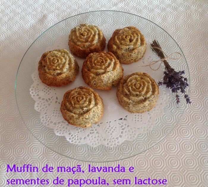 Muffin de maçã, lavanda e sementes de papoula, sem lactose