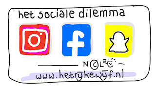 het sociale dilemma van het rijke wijf social media instagram facebook en snapchat icoontjes getekend