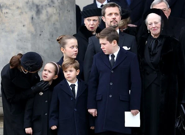 Queen Margrethe, Crown Princess Mary, Prince Christian, Princess Isabella, Princess Josephine, Princess Marie and Princess Athena