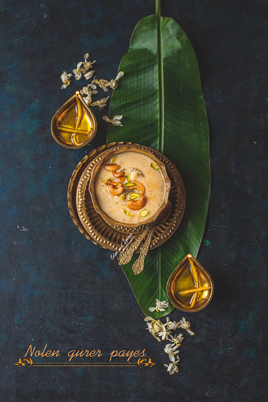 nolen gur er payes recipe, date palm jaggery rice pudding