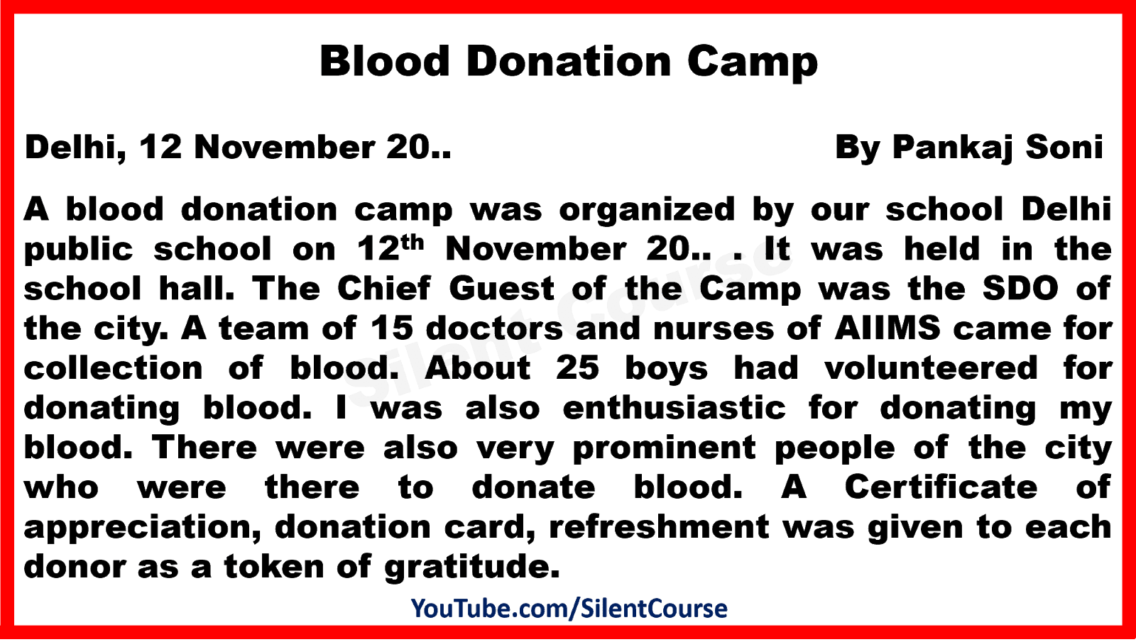 essay on the blood donation camp