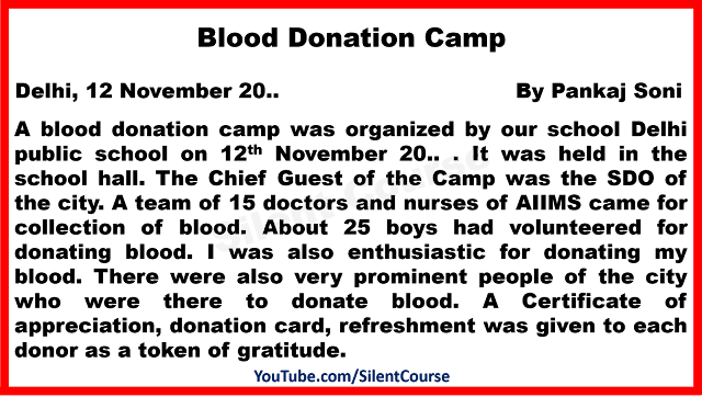 Report Writing on Blood Donation Camp Held In Your School