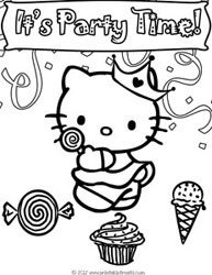 Hello Kitty Birthday Coloring Pages - Slim Image