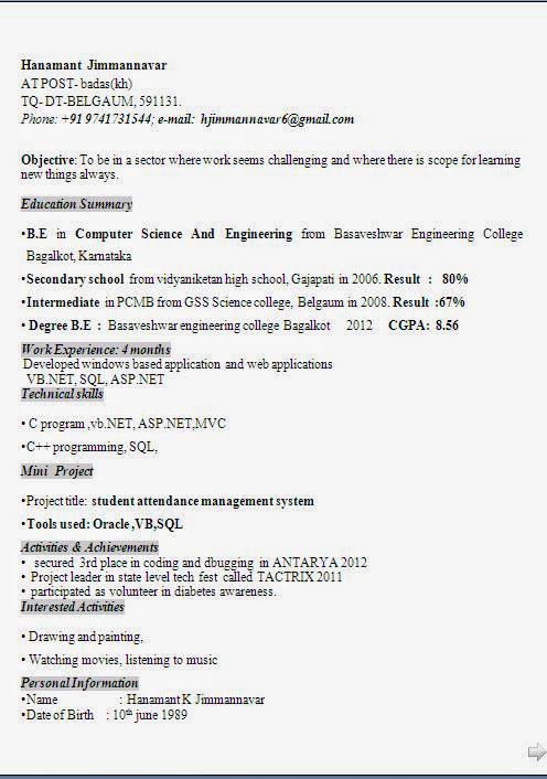 australian cv format