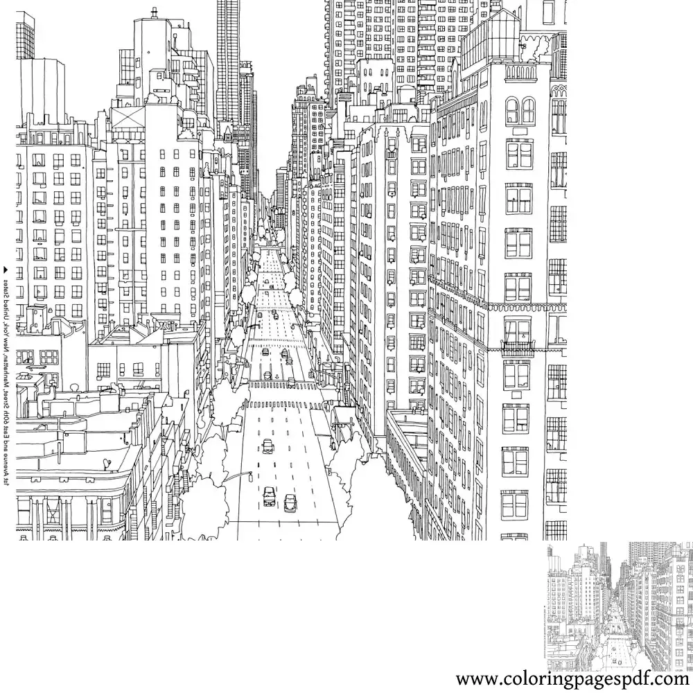 Coloring Page Of A Big City Street