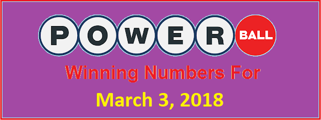 PowerBall Winning Numbers for Saturday 3 March 2018