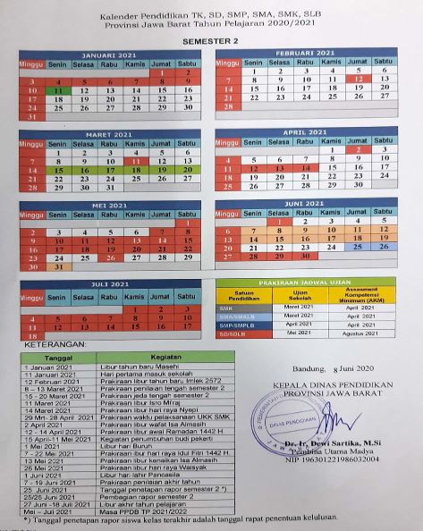 Kalender Pendidikan 2020 Dan 2021 Jawa Barat