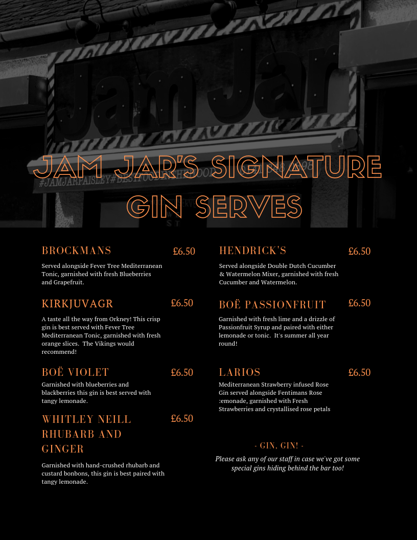 Jam Jar Jam Jar The Menus & Info!