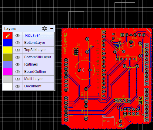 Earthquake detector arduino shield PCB photoview