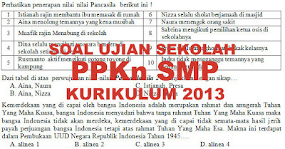 Soal dan Kunci Jawaban Ujian Sekolah PPKn SMP Kurikulum Soal dan Kunci Jawaban Ujian Sekolah PPKn SMP Kurikulum