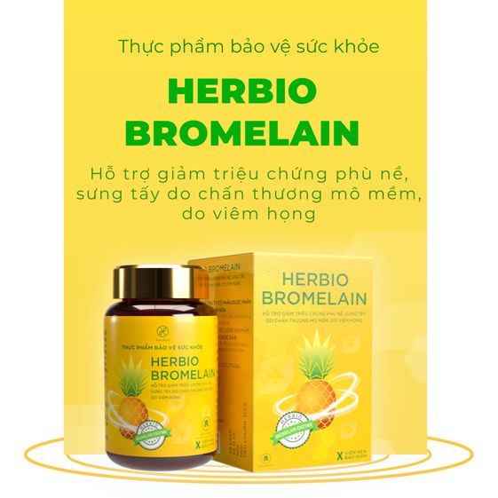 VIÊN UỐNG HERBIO BROMELAIN – HỖ TRỢ VIÊM MÔ MỀM, VIÊM HỌNG – HERBIO