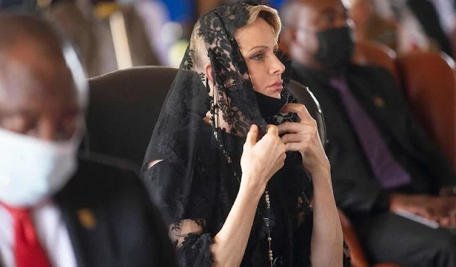 Princess Charlene attended the memorial service of King Goodwill Zwelithini at the KwaKhethomthandayo