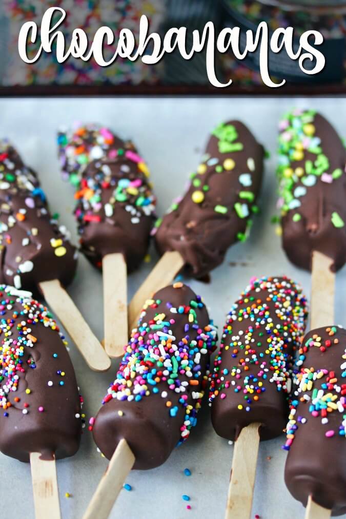 Chocobananas, or chocolate covered frozen bananas are such a fun treat. They are also super easy to make.