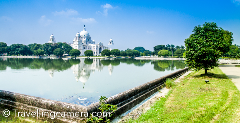 Kolkata has lot of beautiful buildings from british era and Victoria memorial is one of the most beautiful & popular place in the city. During our trip to Kolkata, we visited Victorial memorial twice - once in the morning and once in the evening, when whole building was well lit. This post shares about Victoria Memorial, it's lush green gardens and some of the interesting facts about this beautiful building & other places around.The Victoria Memorial is a huge marble building in Kolkata  (Calcutta) city of West Bengal, India. Victoria Memorialis dedicated to the memory of Queen Victoria  and is now a museum and tourist destination and taken care of by Ministry of Culture. The Memorial is surrounded by grounds around Hooghly river  near Jawaharlal Nehru road.There are multiple gates for Victoria Memorial and the Memorial building is surrounding some water bodies & lush green lawns. We entered into the Victoria Memorial campus through main which is just front of the memorial.We turned towards left just after entering into the Victoria Memorial campus. There is a beautiful water body on the left side of the memorial, which offers great views of Victoria Memorial in water reflection.Different types of birds can be seen around lush green gardens of Victoria Memorial in Kolkata, but Cormorants were in abundance. Most of them were sitting around the edge of water body and it seems that campus has good amount of fish as well.The day we visited Victoria Memorial was being celebrated as National Tourism Day and entry to all monuments was free. Otherwise entry ticket for Victoria Memorial costs 10 rs and ticket for museum is extra,which is priced at 20 rs.Lot of folks come to Victoria Memorial for morning walk or jogging. There are monthly/yearly passes available for folks which cost 100 rs for month and 1000 rs for an year.Victoria Memorial opens at 10am in morning and closes at 5pm. Ticket counter closes at 5pm.  There are lot of maulshree trees around Victoria Memorial, which make the whole environment fragrant. Especially the other side of water body, which is full of trees and plants.These lions sitting on the entry makes the places grander.