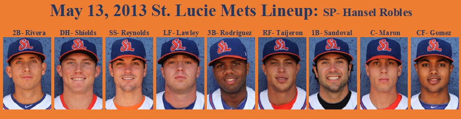 The Mets Stress: May 13, 2013: St. Lucie Mets: Lineup The Mets Stress: May 13, 2013: St. Lucie Mets: Lineup