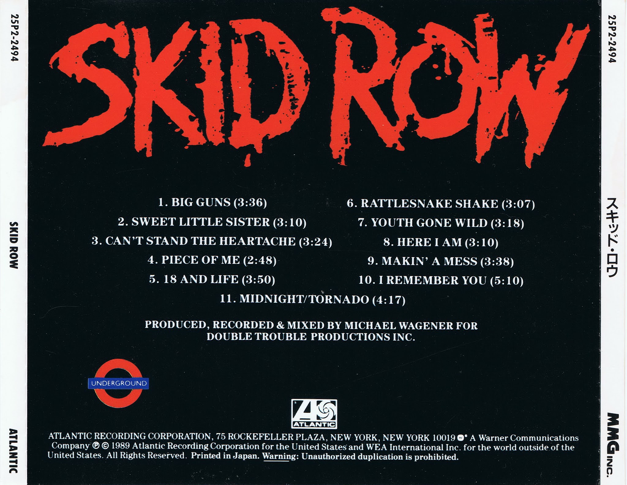 Old School Metal Music Skid Row ‎ Skid Row (1989)