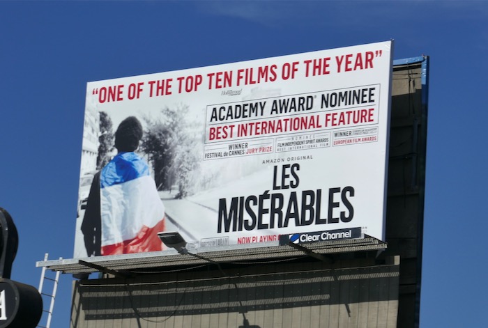 Les Misérables 2020 Oscar billboard Robertson Boulevard Les Misérables 2020 Oscar billboard