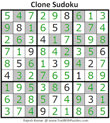 Answer of Clone Sudoku Puzzle (Fun With Sudoku #282)