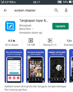 screenshot hp & smartphone menggunakan screen master - install screen master