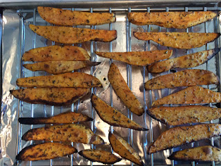 baked sweet potato fried on baking rack 