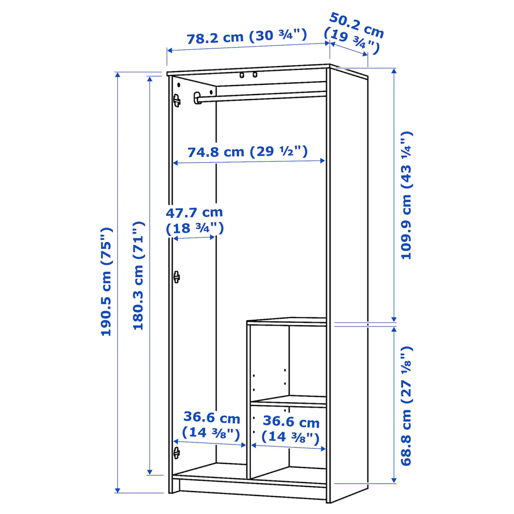 IKEA BRIMNES Wardrobe with 2 doors assembly guide