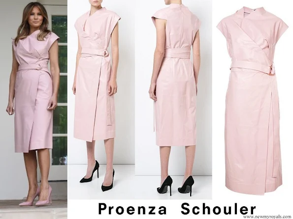 Melania Trump wore Proenza Schouler Pink Sleeveless Wrap around Dress