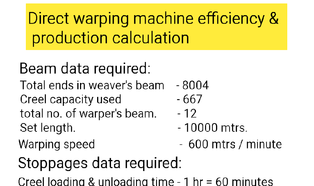 Textile Adviser DIRECT WARPING MACHINE EFFICIENCY AND PRODUCTION