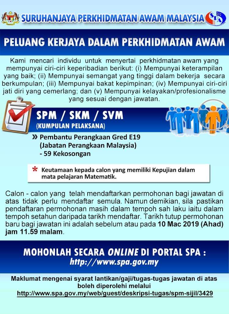 Jawatan Kosong Jabatan Perangkaan Malaysia 2020 - SPA