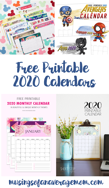 free printable 2020 calendars