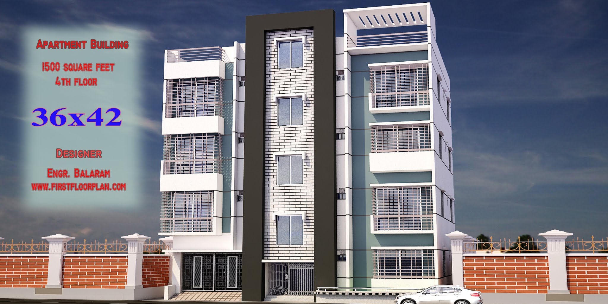 Elevation Designs for 4 Floors Building | 36 x 42 | AutoCAD File Free
