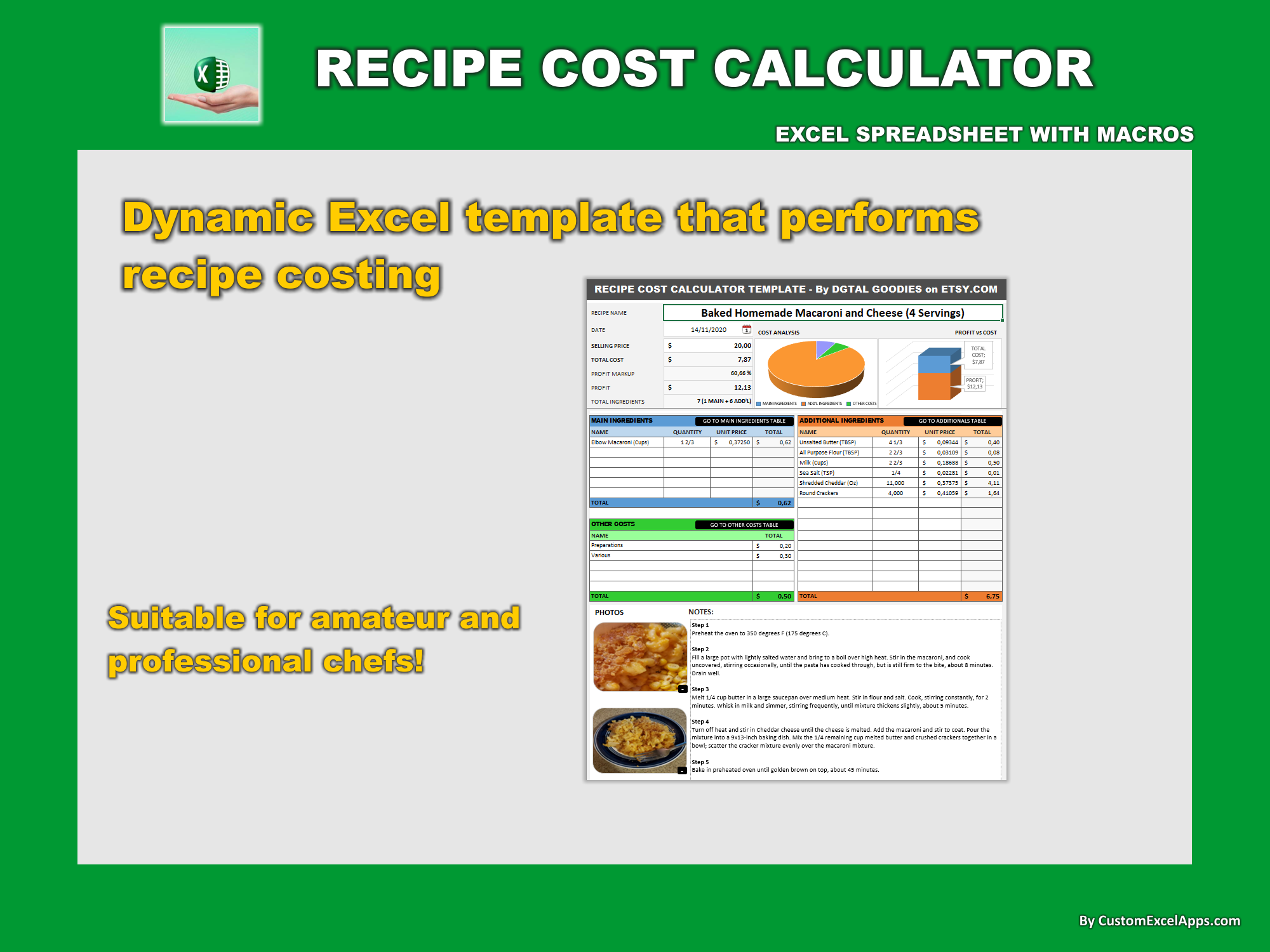 Recipe Costing Excel Spreadsheet For amateur and professional cooks