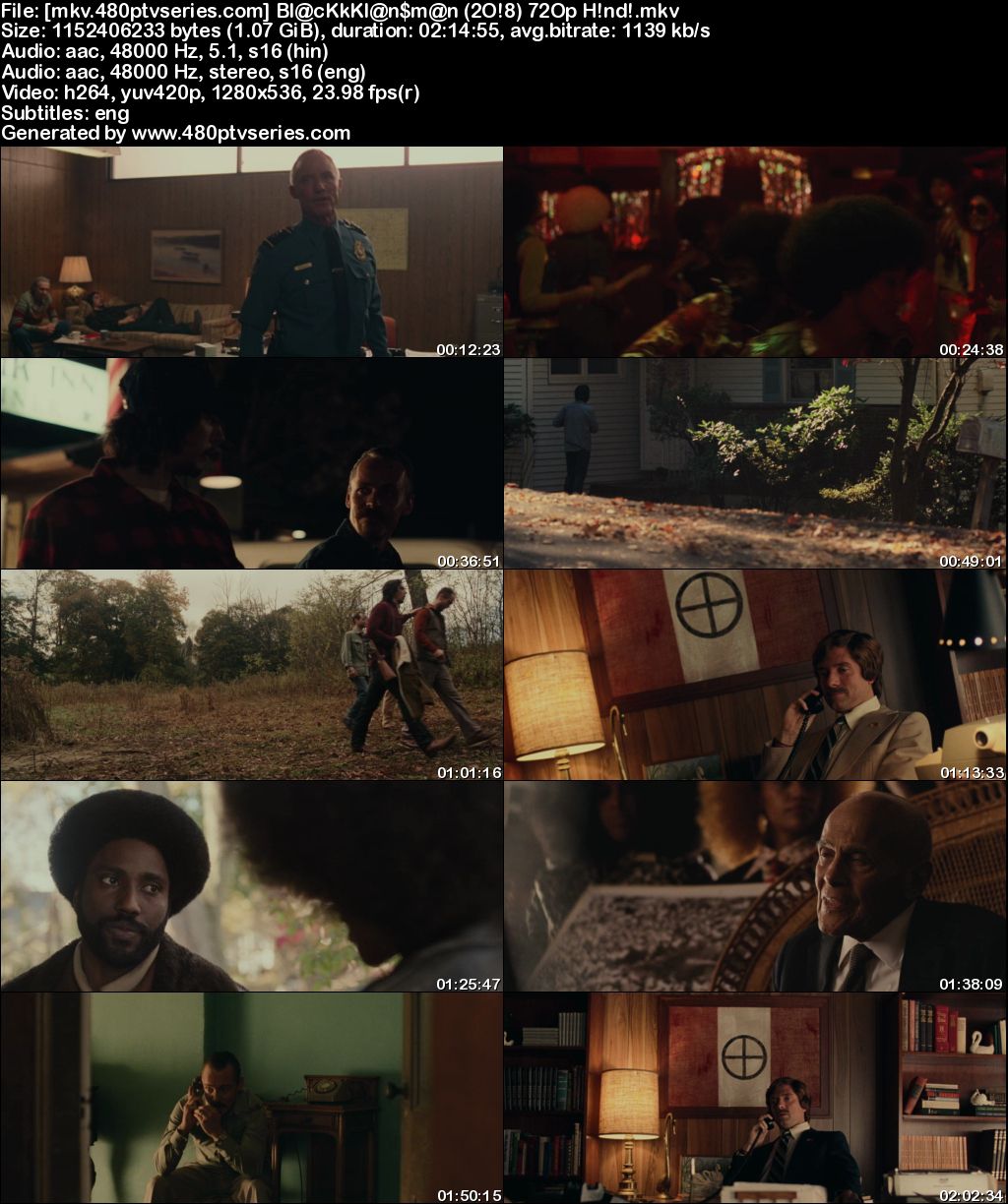 Watch Online Free BlacKkKlansman (2018) Full Hindi Dual Audio Movie Download 480p 720p Bluray