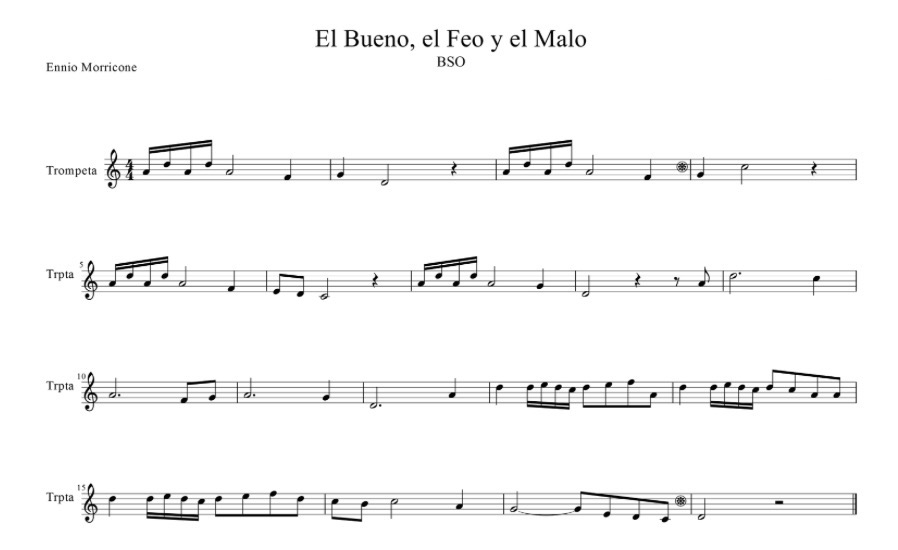 Banda Sonora El bueno, el feo y el malo (Ennio Morricone) Partituras para Trompeta Banda Sonora El bueno, el feo y el malo (Ennio Morricone) Partituras para Trompeta