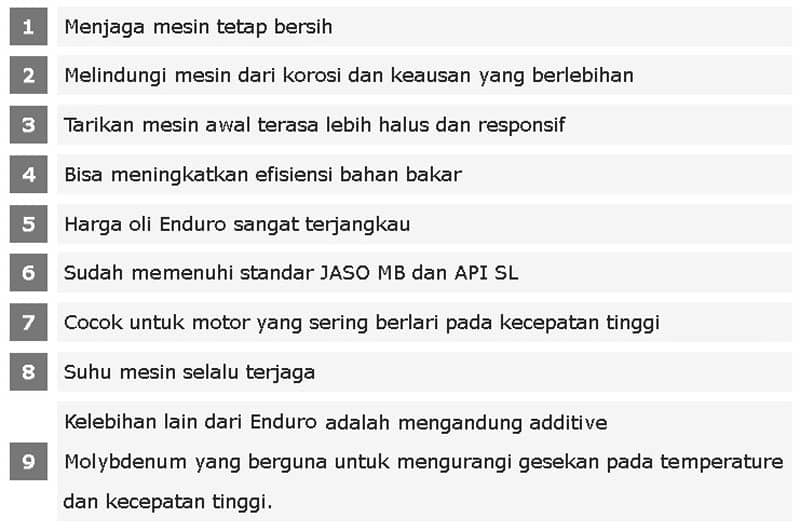 kelebihan oli enduro