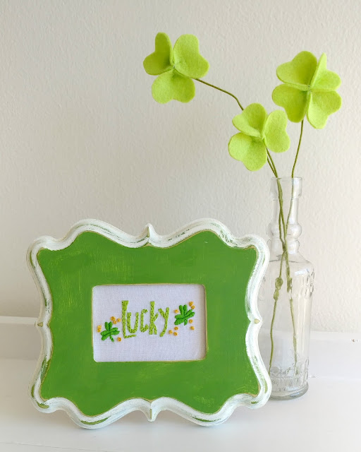 felt shamrocks and lucky embroidery pattern