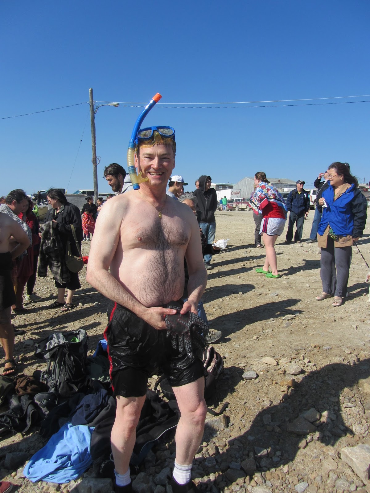run, gloria, run! The Polar Bear Dip swimming in the Arctic Ocean