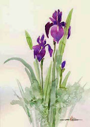 watercolor iris flowers painting watercolour osamu saito asian ink japanese found paintings purple flower painted trees floral artist evidence irises