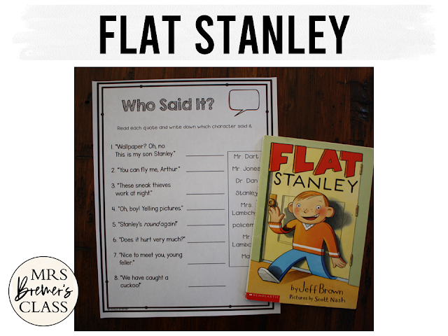 Flat Stanley book study unit Common Core literacy companion activities for 1st and 2nd