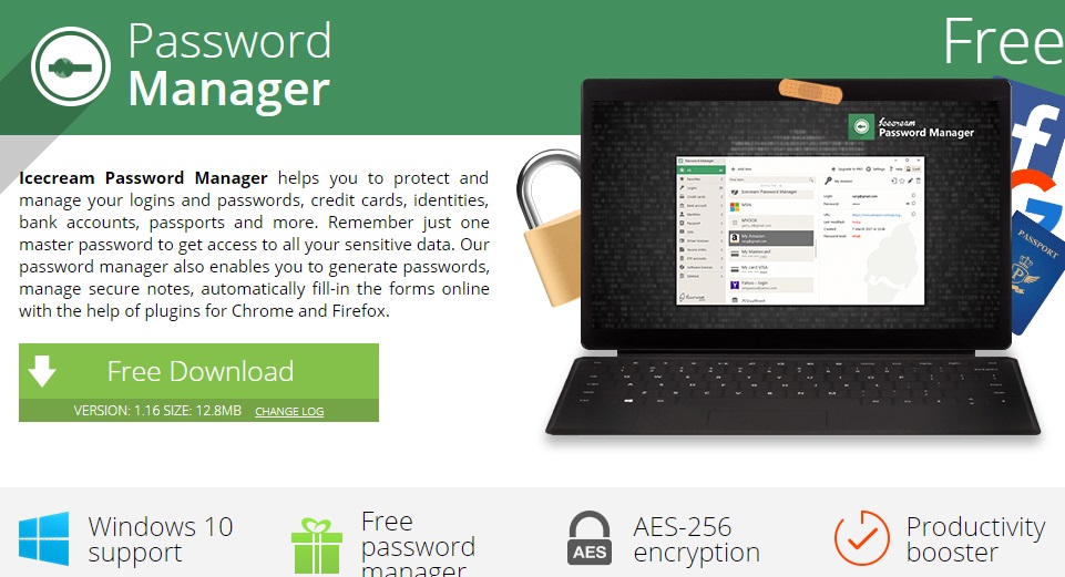 Icecream password Manager. Passwords management